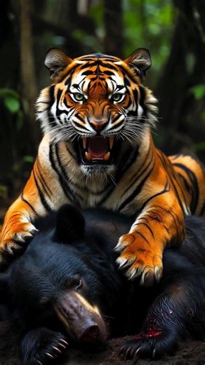 Tiger Vs Black Animals ☠️🤯 ( Black Bear, Black Panther & More..) || Who Win..??💀🤔
