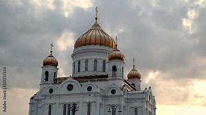 The Cathedral of Christ the Savior. Architecture of the capital of Russia - Moscow. 4K