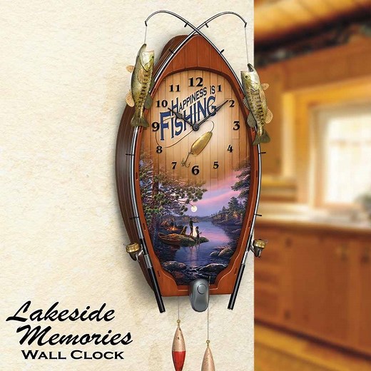Hang an easygoing tribute to happy fishing at the lake with this sculptural timepiece! Shop Now! https://bit.ly/2FaH2lZ | The Bradford Exchange