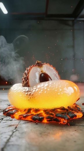 This Lychee drop looks like an alien egg hatching 👽🥚