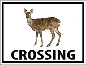 DEER CROSSING XING - Single Sided Yard Sign, Road Sign with Stand - Driveway Signs for Street, Lawn, Block, House, Real Estate - Yard Signs, Custom Sign, Personalized Signage - 18" x 24"
