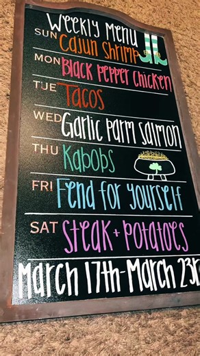 Weekly Menu Board Ideas | Calligraphy Chalkboard ASMR