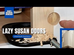Kitchen Cabinet Build Part 27 - Attaching Lazy Susan Doors | Bifold Doors | Cabinet Doors | SBW#61