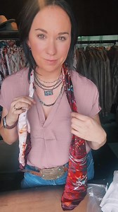 Try this simple men’s tie with a silk wild rag — it’s my favorite trick for layering with Navajo pearls Western jewelry when I want to dress things up without trying too hard. #WesternStyleHack #WildRagStyle #CowgirlCloset | Gilliland H&C Ranch Wear