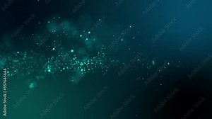 Bright, abstract cloud from the structure of particles. A stream of particles moves across the background as a simulated wave of dots.