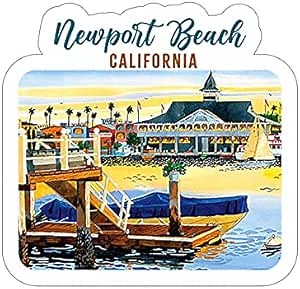 Newport Beach, California 3 inch Sticker, S352 (Waterproof Vinyl Decal for Car, Water Bottle, Laptop, iPad, Window, Cooler, Luggage, Bumper, Toolbox, Locker), 3 inch