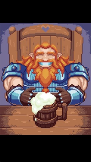 Lich on Instagram: "ROCK AND STONE BROTHERS 😁⛏️⚒️ This one was a lot of work, also to synchronize the mouth with the phrase was a nightmare. I really enjoyed playing deep rock galactic with my buddies, even tho this one is a normal dwarf not a space miner one I tough the reference would be nice. The song is from Wind Rose a great band btw Hope you guys like this one #pixelart #windrose #deeprockgalactic #dwarf #fantasy"