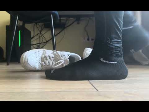 Black Nike Frilly Socks Over Black Leggings