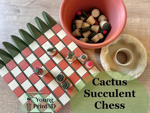 Cactus Chess Set: 3D Printed Magnetic Chess And/or Checker Game Board - Etsy