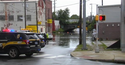 Drivers ignore barricades as flooding returns to Spring Street Underpass in Reading