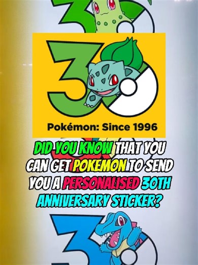 Get Your Free Personalized Pokémon 30th Anniversary Sticker!