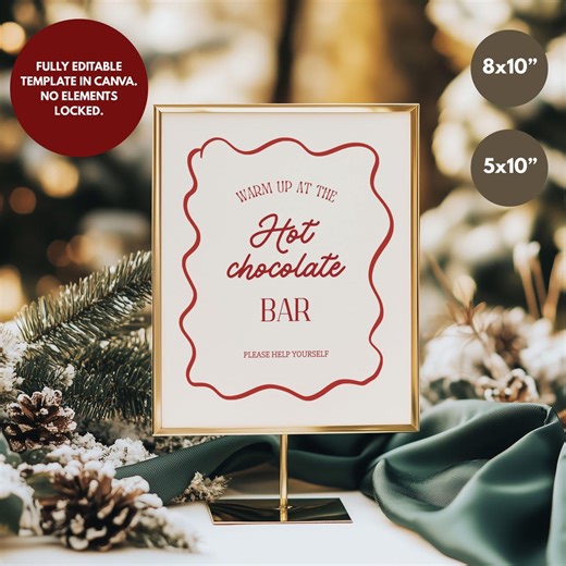 Editable Hot Chocolate Bar Sign Template, Holiday Party Decor (digital Download) - Etsy Australia