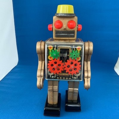 Vintage 1960s  Golden Gear Robot Japanese Robot Horikawa Tin Plate Robot Working | eBay