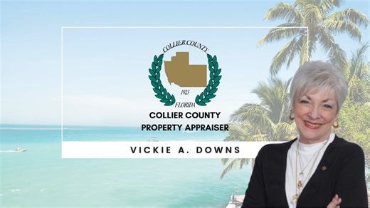Hi Collier County, it’s Vickie A. Downs, your Collier County Property Appraiser! I just marked one year in office, and I recorded a short video above to say thank you and share what we’ve been working on together. Over the past year, our office has assessed property values across Collier County, including homes, businesses, land, and agricultural property - work that helps local governments plan for schools, public safety, and essential services we all rely on. Thank you for being part of this j