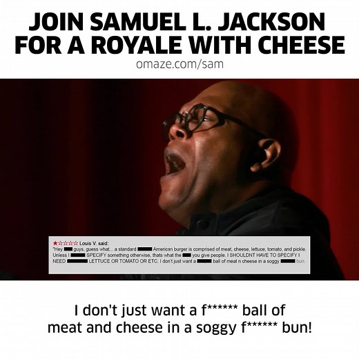 I think this is my best work yet… and it’s all to get YOU to join me for a burger!! Support a great cause and enter to win here: http://bit.ly/You-Me-Burger | Samuel L. Jackson