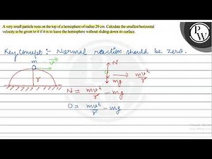 A very small particle rests on the top of a hemisphere of radius \\(...