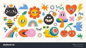 Set Funny Cartoon Characters Design Elements Stock Vector (Royalty Free) 2427101261 | Shutterstock