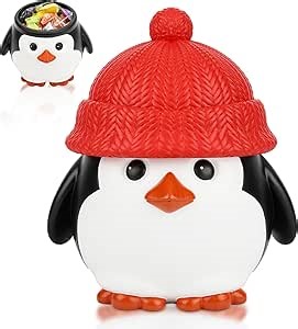 Penguin Statue Cookie Jar, Resin Candy Dish Figurines, Cute Funny Candy bowl with Lids, Penguin Gifts Office Desk Home Table Decor Storage Containers(Large)