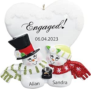 Our First Christmas Engaged Ornament Personalized 2025 – Engagement Christmas Ornament, Snowman Couple Engagement Gifts for Couple, She Said Yes Ornament, Marry Me Proposal Keepsake