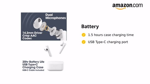 Xiaomi Mi Earphones 2 Basic True Wireless in-Ear Earbuds, 20 Hr Battery w/Charging Case, Dual Noise Cancelling Mics, 14.2 mm Quality Composite Drivers, Bluetooth 5.0, USB Type-C, TWSEJ08WM, White