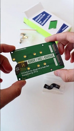 PCIe to Dual M.2 HAT for Raspberry Pi 5 NVMe SSDs or Hailo and Coral AI accelerators #shorts #rpi