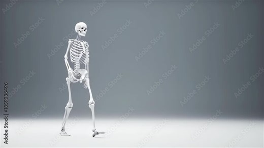 Anatomically Correct Human Skeleton Walking in a Seamless Loop Animation.