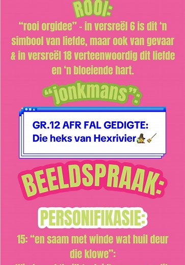 Die Heks van Hexrivier: GR.12 Afrikaans Gedigte