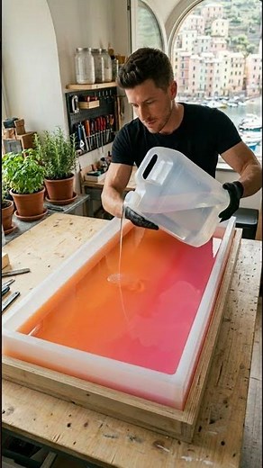Sunset Gradient Coffee Table 🌅✨ Stunning Epoxy Resin DIY #EpoxyArt #SunsetTable #ResinDIY#diy