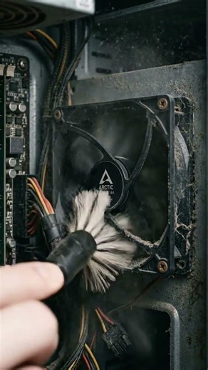 Cleaning a Super Dusty PC Fan 💨 Satisfying Transformation ✨ #Shorts