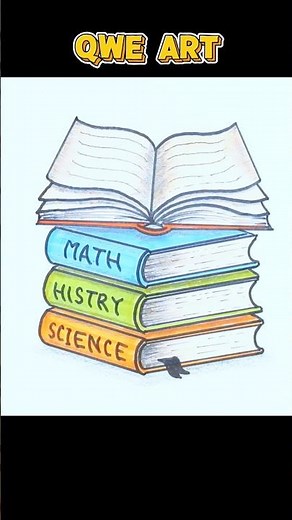 Most easy school project drawing - Stack of Books drawing #drawing