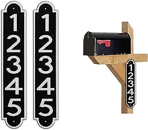 Curb N Sign Mailbox Numbers Plaques - Made of Aluminum Composite Material - Super Reflective Mailbox Numbers for Outside - Customized Plaque - Pre-Drilled - Versatile Usage (Black)
