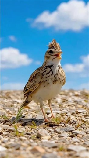Cute Little Bird Singing in Open Sky ☁️🐦#Bird #Nature #BirdSong #CuteBird #NatureLovers