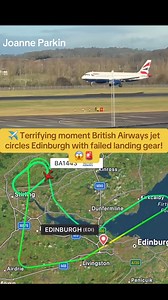 8K views | A British Airways A320 from Edinburgh to London declared an emergency after its landing gear failed to retract. The pilots circled multiple times before safely returning to Edinburgh Airport. The runway was shut for 40 minutes while the aircraft was towed away. All passengers were safe. #usareels #fypreelsシ゚viralシ #facebookviral #facebookreel #uk #britishairways #uk #scotland | Above the clouds | Facebook