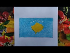 How to draw Kosovo Flag step by step | European Country flag drawing