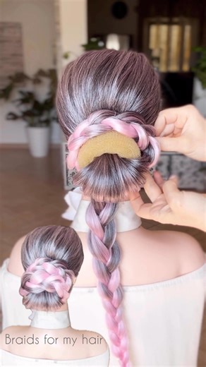 Very cute braid bun #hairstyle #hairstyles #peinados #ponytail #acconciature #coiffure #braids #updo | Braids for my hair