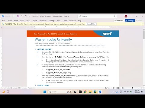 New Perspectives Word 2019 | Module 8: SAM Project 1a Western Lake University