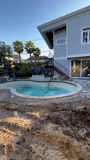 Check out this CRAZY swimming pool remodel! - We replastered in Signature Matrix Laguna Blue by Wet Edge Technologies - We redid the tile and coping - We also added a grotto slide by doing the rebar and Gunite to build it. This was for our pool builder customer Allied Outdoor Solutions Give us a CALL ☎️ at 713-729-5014 if you need us to renovate your swimming pool! FOLLOW us if you need your pool renovated #poolrenovation | JR Pool Plastering&Tx Gunite
