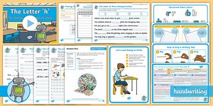 The Journey to Continuous Cursive: The Letter 'h' (One-Armed Robot Family Help Card 3) KS1 Activity Pack