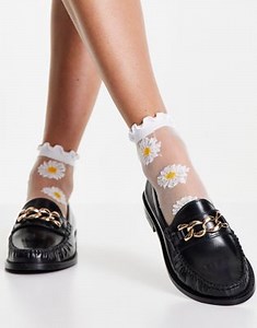 ASOS DESIGN Method leather loafers with chain in black | ASOS