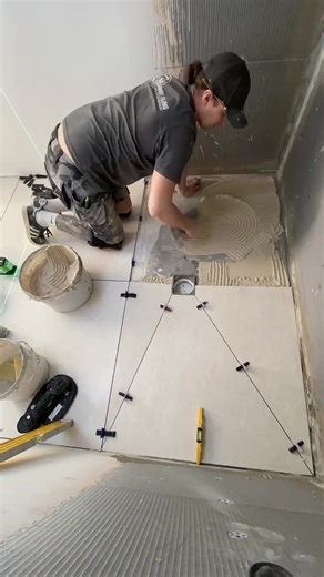 All ready for 1m x 1m walls tomorrow 🔥 #wetroom #tilework #tilesetter #satisfying #tilecuts #satisfyingwork #tiletok #diytips #tiletips #work #tiler