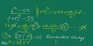 Fsample \& Using binomial theorem, prove tha 6^{2}-5 n plways l... | Filo