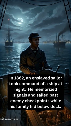 In 1862 Robert Smalls stole a Confederate ship and sailed his family to freedom. In 1862, an enslaved sailor named Robert Smalls worked aboard the Confederate transport ship Planter in Charleston Harbor. He learned every detail of its operation — the signals, the routes, the guard routines — while quietly planning a daring escape that seemed impossible. One night, while the white officers slept ashore, Smalls took command of the vessel. He put on the captain’s coat and hat, copied the captain’s 