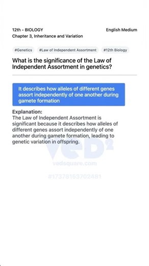 Understanding Genetics Law of Independent Assortment 12th Biology