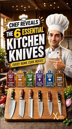 Chef Reveals The 6 Essential Kitchen Knives #knifeskills #kitchentools #shorts #shortsfeed