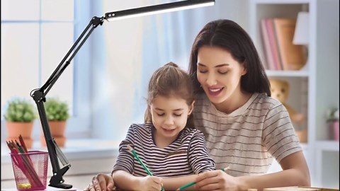 LED Desk Lamp for Home,Office,Reading,Adjustable Eye-Caring Desk Light with Clamp,Swing Arm Lamp Includes 3 Color Modes,10 Brightness Levels Table Lamps with Memory Function
