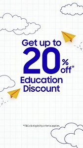 Students and teachers, are you looking for a tech upgrade? Join the Samsung Education Store today and enjoy up to 20% off.* *T&Cs and eligibility criteria applies. | Samsung