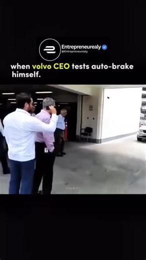 Entrepreneurealy on Instagram: "Volvo once faced a viral test fail when a dealership demo of its auto-brake system accidentally rolled into two staff members. Contrary to the hype, the driver was not the CEO, and the car didn’t even have the pedestrian-detection feature enabled — the demo was using a model without that safety tech. The key takeaway? Auto-braking only works if it’s active — and can even be deactivated if the driver overrides it. That’s why Volvo now recommends demos never be done