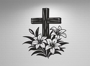 Easter Cross Art With Lily Flowers Vector Desıgn,compatible With Metal Laser Cutting, Plasma and Wood CNC Machines (svg, Dxf, Cdr, Dwg) - Etsy UK
