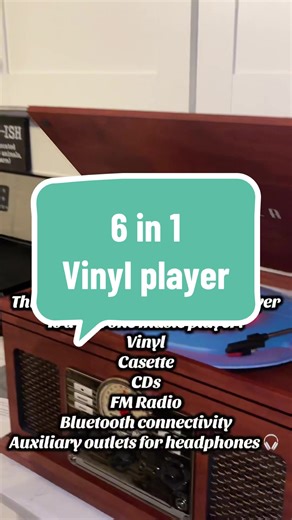 This vintage - modern record player is definitely one of the coolest things ever. This doesn’t only play vinyl, but has a CD player, casette player, and even FM radio! 📻 the best gift for music lovers! @Victrola #vinyl #music #nostalgia #vinylrecords #musiclover