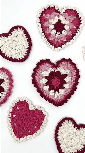 Granny Stitch Crochet Heart Pattern Tutorial, Valentine’s Day Decor, Garland, Coasters & Appliqués